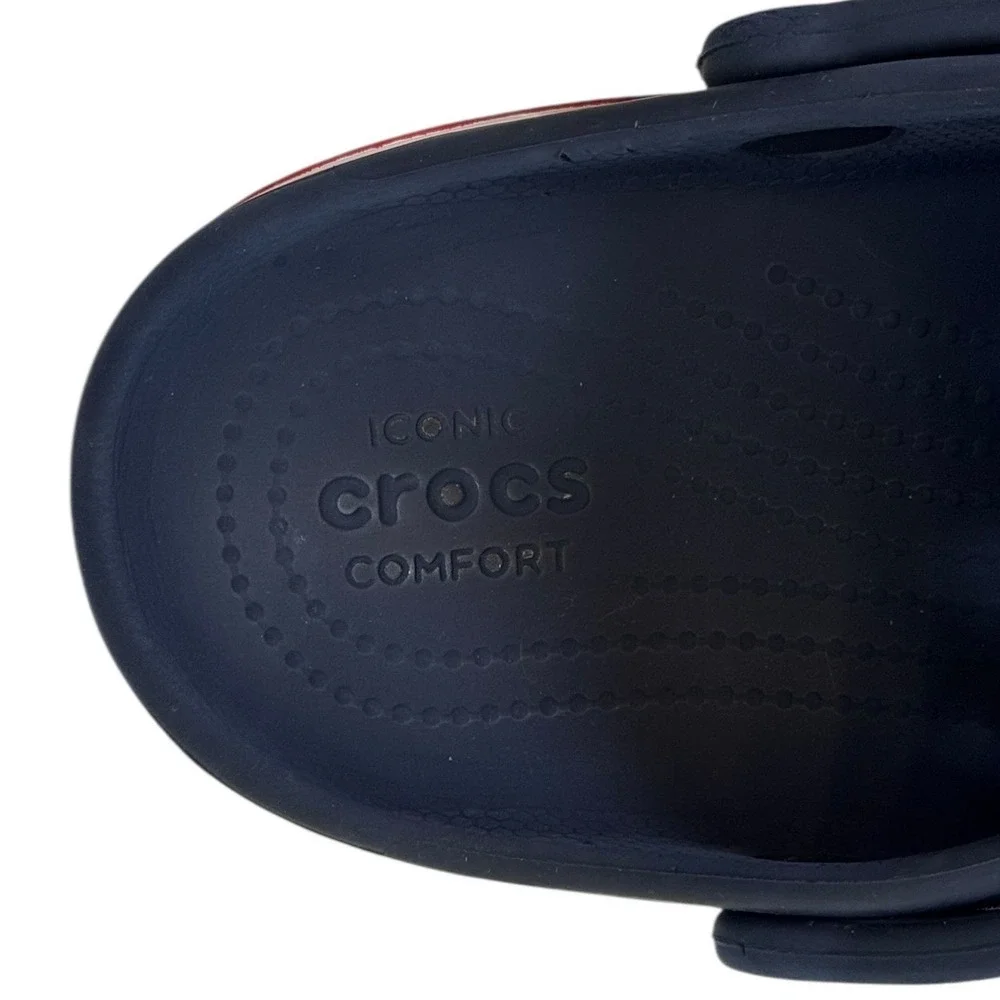Crocs Bayaband Clogs Navy Blue White Red Mens 5 Womens 7 Unisex Slip On‎ Shoes